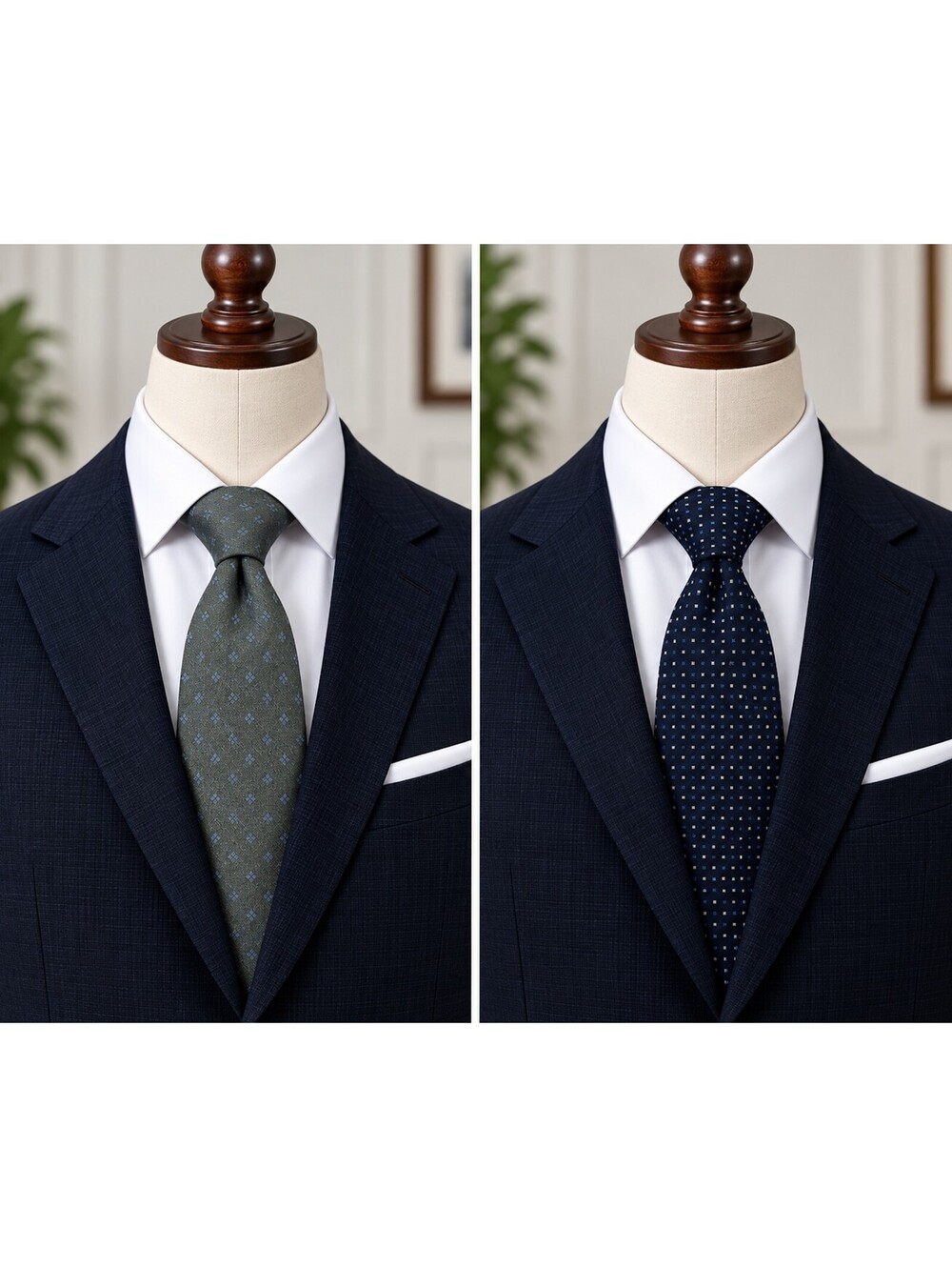 Van Heusen Men's Classic and Navy Blue Patterned Ties Set of 2